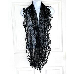 Lace Scarf Teardrop Fringe Fairy Grunge Wimsigoth Boho Black